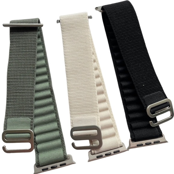 NEW 3 Alpine Loop Band Apple Watch ULTRA 49mm Starlight Olive Black NWT - Picture 4 of 11